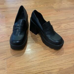 Black Women's Platform Mart Jane Loafer Shoes